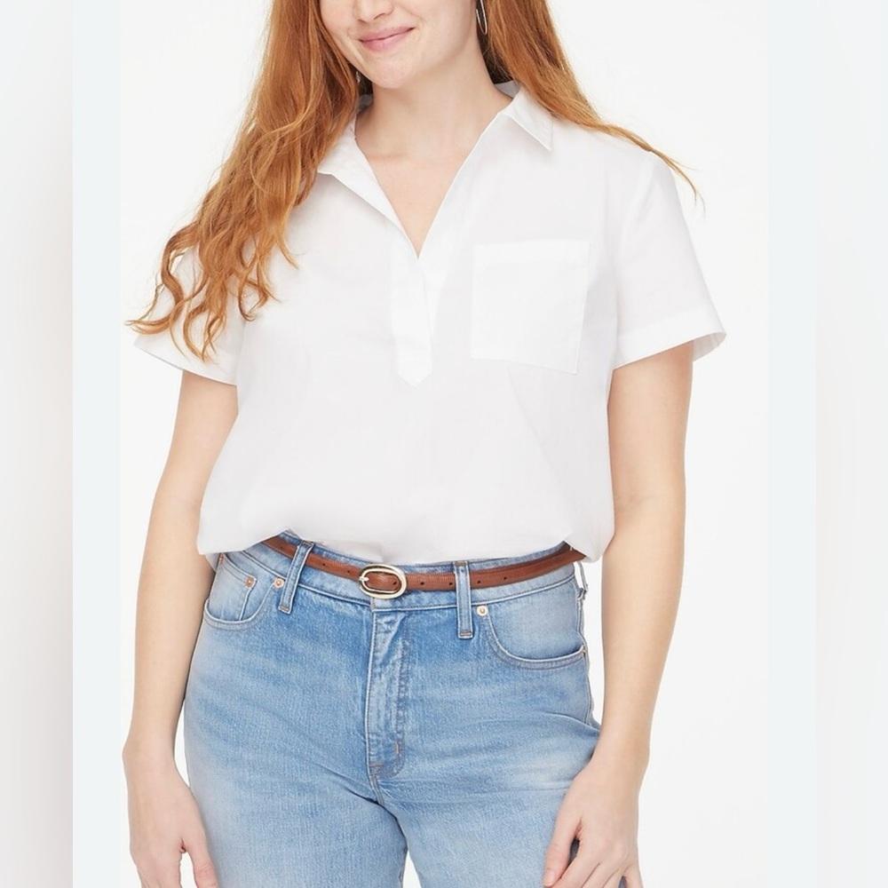 J.Crew Short-sleeve poplin popover top - Picture 2 of 7